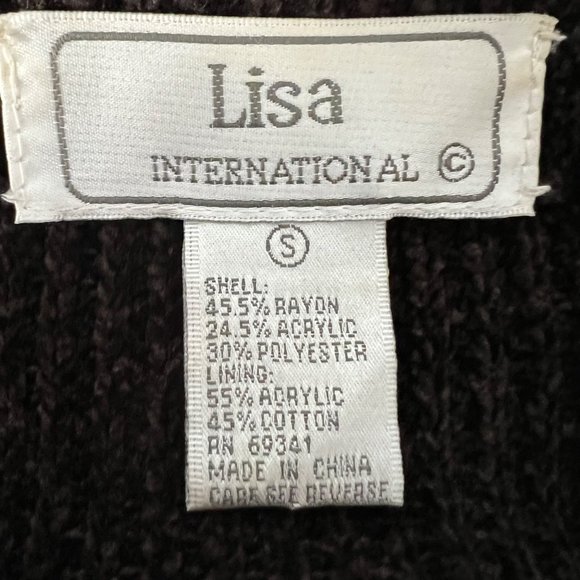 Lisa International Womens Brown Faux Fur Cardigan Sweater Full Zip size Small - Picture 10 of 12
